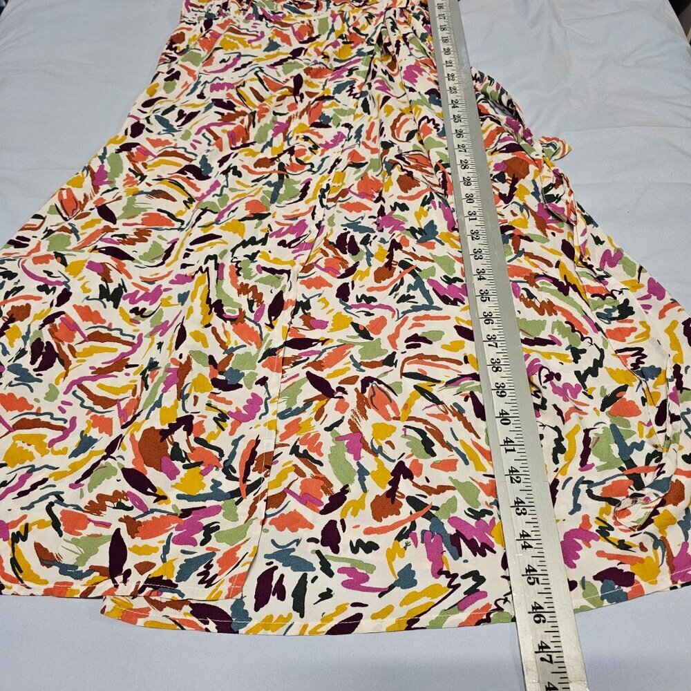 Beachlunchlounge V Neck Crossover Multicolor Midi Dress Women Size XL - Picture 8 of 11